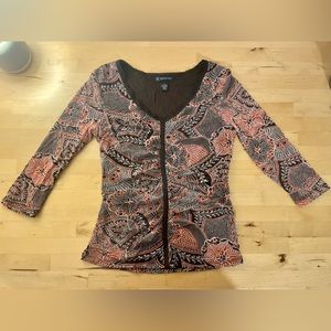 INC paisley cropped sleeve blouse